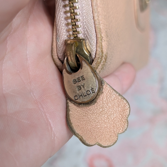 See By Chloé Pink Leather Zip Up Wallet With Mini Pocket Nide - Picture 2 of 11